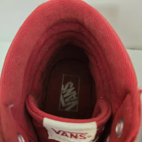 VANS Red Hightop Sneakers Red & White Laceup Shoes Casual Skater Womens Size 9 - Picture 5 of 11